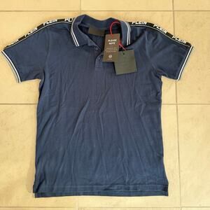 Philipp Plein Polo Shirt XL Navy Logo Shoulder Stripe Short Sleeve Polo NWT